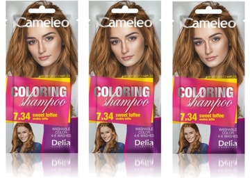 3xCAMELEO SZAMPON KOLORYZUJĄCY 7.34 SŁODKIE TOFFIE