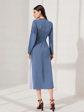 SUKIENKA MARYNARKOWA ELEGANCKA PLISOWANA OMBRE MIDI DUSTY BLUE SHEIN L 40