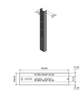 Ручка кондиционера, нержавеющая сталь 1Б-45х5