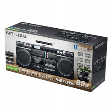 БУМБОКС КАССЕТНЫЙ РАДИО AUX IN BLUETOOTH Видеомагнитофон MUSE M-380 GB GHETTO