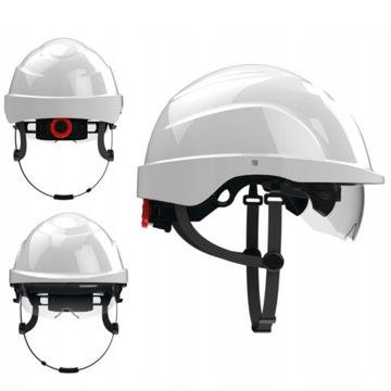 KASK BUDOWLANY KASK BHP HEŁM ATRA 20 Z OKULARAMI BIAŁY Z OSŁONĄ OCZU