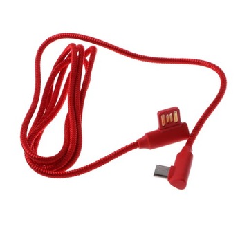 USB-кабель для зарядки, нейлоновая оплетка, кабель 90 градусов, синхронизация, красный
