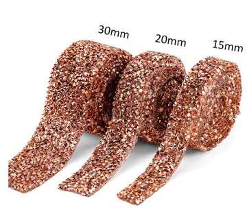 Taśma termo z kryształkami 15mm rose gold stroje
