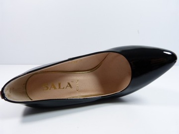czarne klasyczne lakierowane czółenka szpilki damskie eleganckie Sala 37