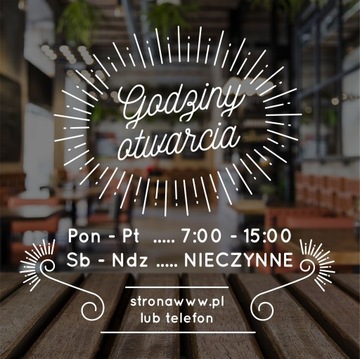 Naklejka Godziny Otwarcia 40X20cm | WGO15