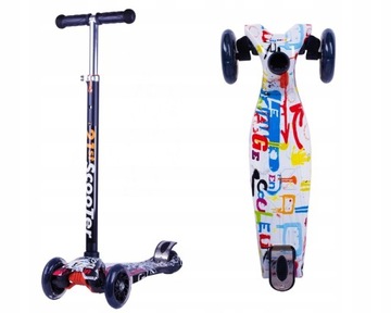 HULAJNOGA TRÓJKOŁOWA DLA DZIECI BALANSOWA KOŁA LED STYL GRAFFITI
