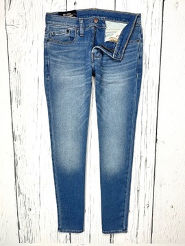 HOLLISTER Jeansy Rurki Męskie Spodnie Super Skinny Logowane r. 28/30