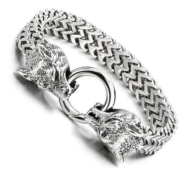 МУЖСКОЙ БРАСЛЕТ ВОЛК, НЕРЖАВЕЮЩАЯ СТАЛЬ 316L