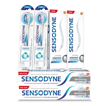 Zestaw Sensodyne 4x Pasta do zębów Wybielająca Odbudowująca 2x Szczoteczka