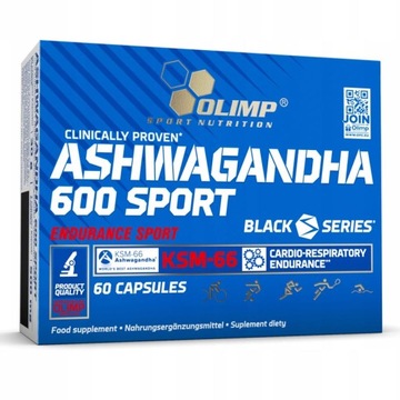 OLIMP ASHWAGANDHA 600 60C KSM-66 ŻEŃ SZEŃ INDYJSKI ODPORNOŚĆ NA STRES