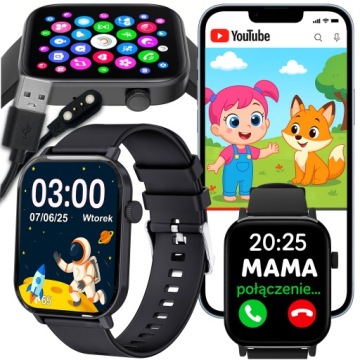 Chytré Hodinky Pro Děti Telefon Sms Bluetooth IP68 Černé