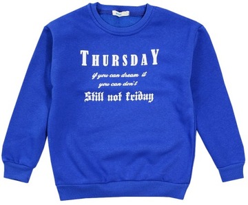 BLUZA CIEPŁA GRUBA przez głowę NIEBIESKA 140 J10C