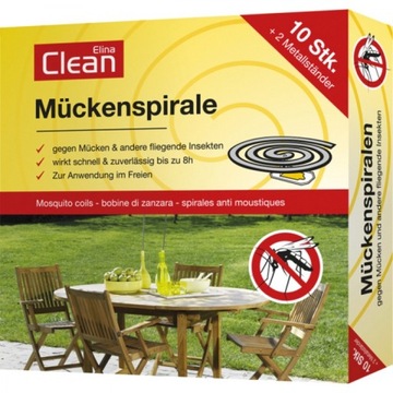 10 sztuk SPIRALA ODSTRASZACZ NA KOMARY MESZKI Citronella DE