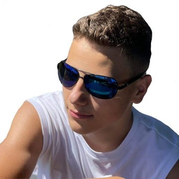OKULARY MĘSKIE POLARYZACYJNE PILOTKI black blue 8
