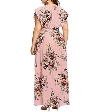 Sukienka Rozkloszowana Maxi Długa PLUS SIZE 46 3XL