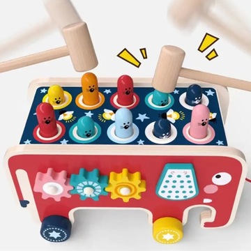 ДЕРЕВЯННЫЙ ОБРАЗОВАТЕЛЬНЫЙ КУБИК-СОРТЕР СЛОН МОНТЕССОРИ ПУАНСОН