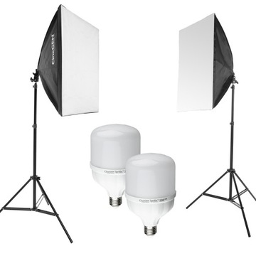2x Lampa fotograficzna Softbox 50x70 Żarówki LED