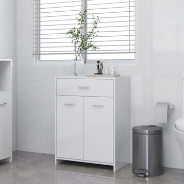 VidaXL Szafka łazienkowa, biała, wysoki połysk, 60