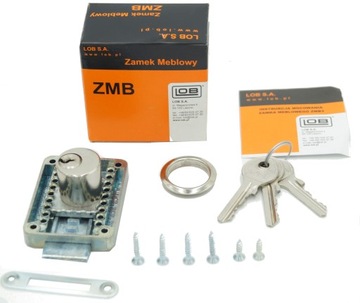ZAMEK MEBLOWY LOB ZMB3 DO SZAFKI SZUFLADY +wkręty