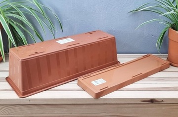 AGRO BALCONY BOX 50см TERACOTT с ПОДСТАВКОЙ, длинный цветочный горшок