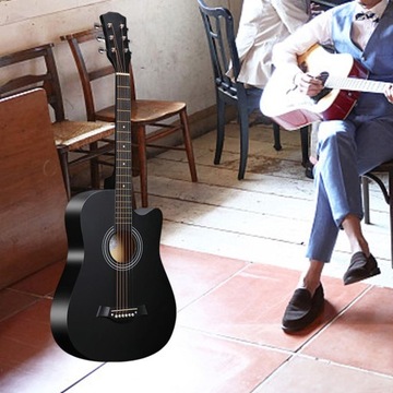 Gitara akustyczna 38 cali, 6 metalowych strun Musical Black