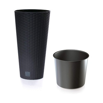 УЛИЧНЫЙ ЦВЕТОЧНЫЙ ВАЗ ИЗ РОТЕГА, АНТРАЦИТ, СО ВСТАВКОЙ, ВЫСОКАЯ КРЫШКА