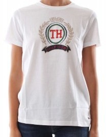 TOMMY HILFIGER t-shirt DAMSKA koszulka CYRKONIE- S