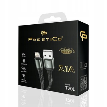 PrestiCo kabel Lightning iPhone 3.1A 2m oplot