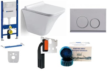ZESTAW Stelaż WC GEBERIT + przycisk chrom + miska WC + deska W/O+ FRESH