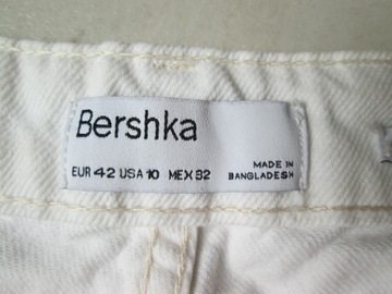 Bershka białe spodnie jeansy dżinsy szerokie nogawki wysoki stan 42 XL