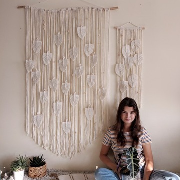 ловец снов желтое украшение макраме листья перья