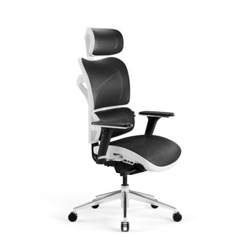 Fotel ergonomiczny PREMIUM biurowy DIABLO V-COMMANDER : biało-czarny