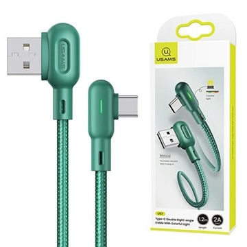 USAMS двусторонний USB-USB-C / Type-C 2A угловой плетеный кабель длиной 1,2 м