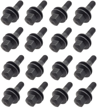 Černé ploché šrouby 12x1,25 36 mm pro ráfky Peugeot Citroen 16 Ks