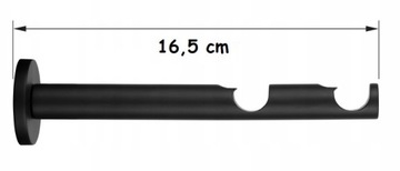 Karnisz pojedynczy 240 cm fi 19 metal czarny kółka