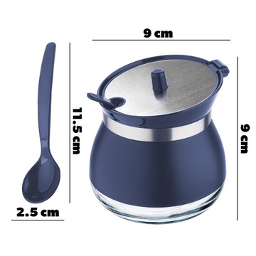 САХАРНИЦА САХАРНИЦА С ЛОЖКОЙ, ТЕМНО-СИНОЕ СТЕКЛО