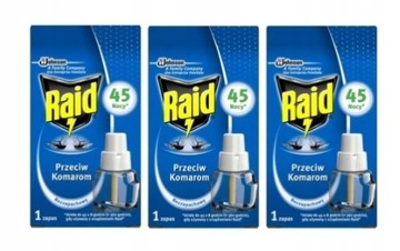 3x RAID PRZECIW KOMAROM ZAPAS PŁYN WKŁAD 45 NOCY 27 ml