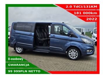 Ford Tourneo Custom I 2022 FORD TRANSIT CUSTOM L2H1 2.0 TDCI/131KM 8 OSOBOWY KLIMA KAMERA CZUJNIKI HAK