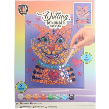 Malowanie Kropkowanie PO NUMERACH 20x25cm Kotek 8 Farb