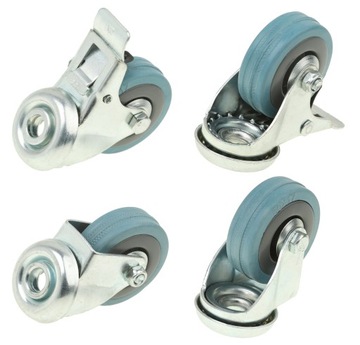 ZESTAW JEZDNY KÓŁKA OBROTOWE 50 mm GUMOWE KOŁA MEBLOWE OTWÓR 10 mm 4 szt