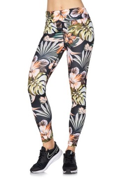 LEGGINSY SPORTOWE FITNESS JOGA LIŚCIE SM01 XL
