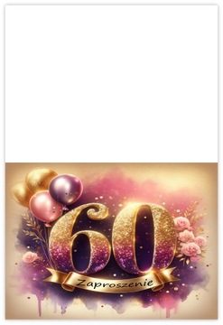 ZAPROSZENIA NA 60 URODZINY ZAPROSZENIE RUSTYKALNE AKWARELE ELEGANCKIE