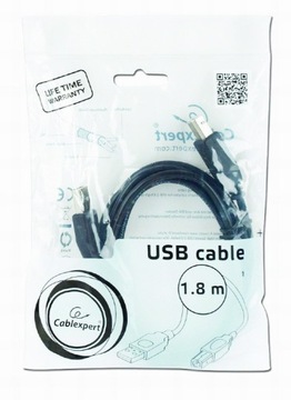 USB-кабель Gembird AM-BM 1,8 м черный, разъем USB A/B
