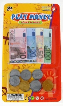 PIENIĄDZE SZTUCZNE do nauki i zabawy EURO NOMINAŁY MONETY