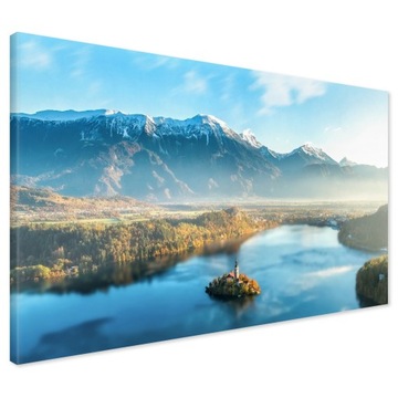 Obraz na płótnie jezioro góry łąka Nowoczesny na ścianę 120x80