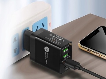KOSTKA DO SZYBKIEGO ŁADOWANIA ZASILACZ USB KABEL DŁUGI TYP-C DO TELEFONU