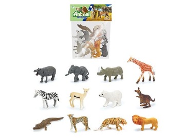 ZWIERZĘTA DZIKIE DUŻY ZESTAW FIGURKI SAFARI 12 SZT