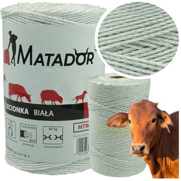MOCNA LINKA BIAŁA plecionka drut PASTUCH do pastucha elektrycznego 250m