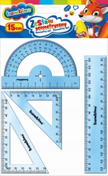 BAMBINO набір геометричний шкільний для школи лінійка косинці транспортир 4 ел.