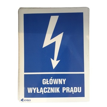 Tabliczka główny wyłącznik prądu 9x12